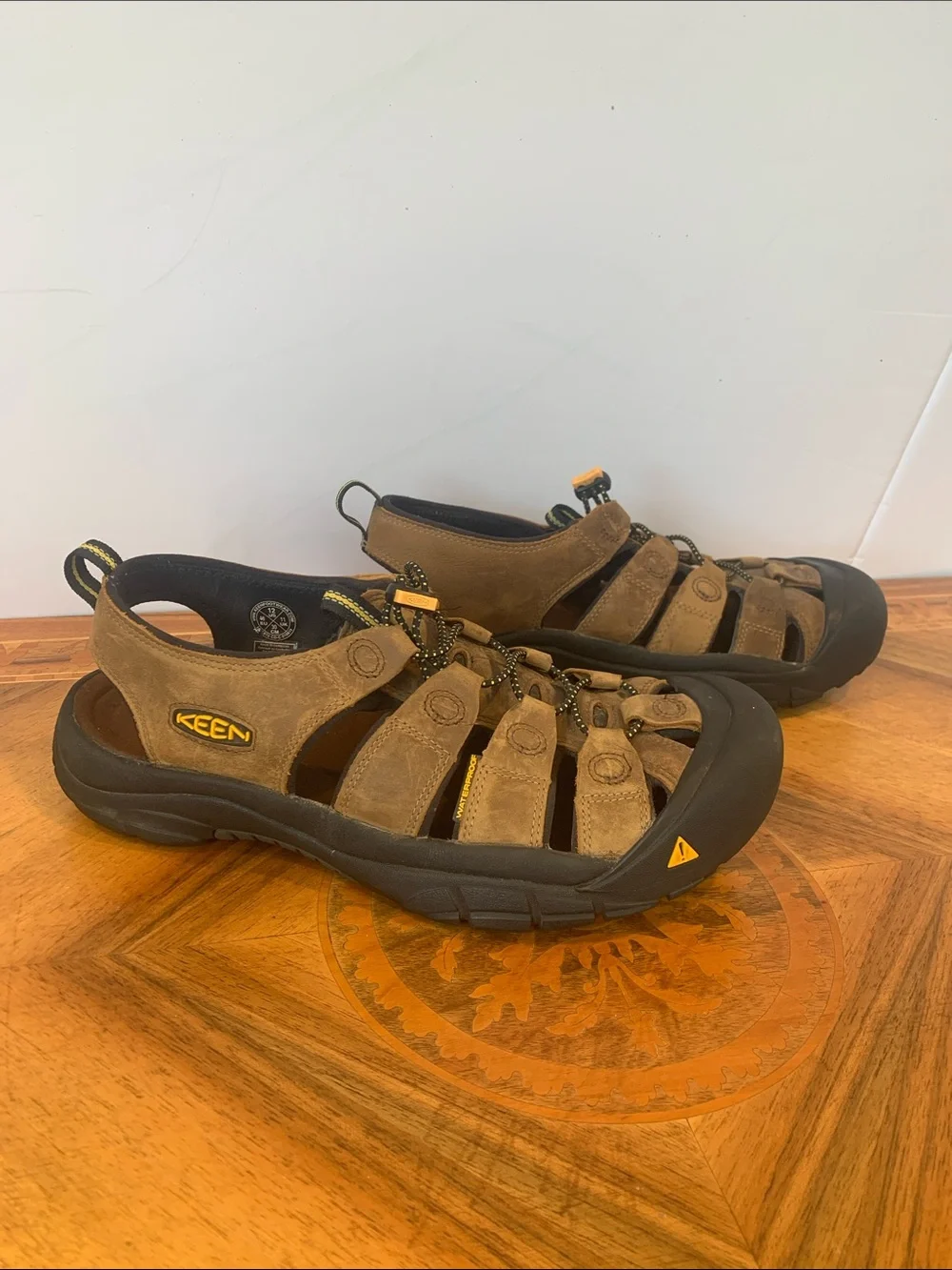 Keen Men's 12 Brown Leather Closed-Toe Newport Rugged Waterproof Leather Sandals